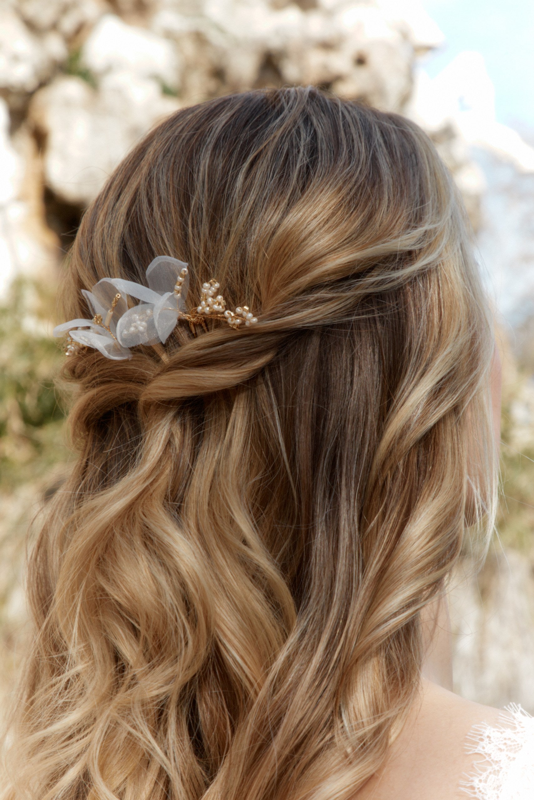 Delicate floral wedding hair accessories