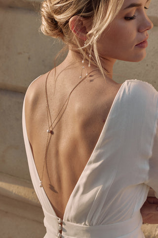 Mesange - Collier de dos mariage en perles naturelles