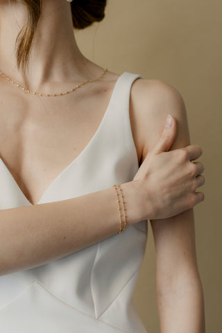 Flamingo - Delicate two-row bead chain bracelet