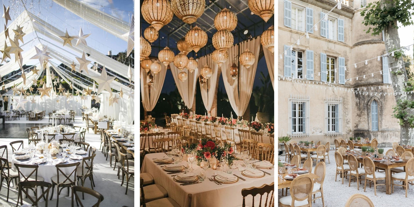 décorations de mariage pour un theme céleste, glamour et romantique